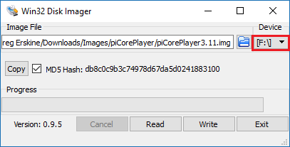 Win32 Disk Imager - Device