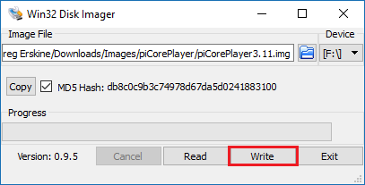 Win32 Disk Imager - Write