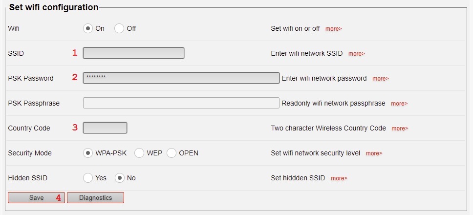 Wifi settings