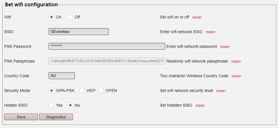 Wifi settings